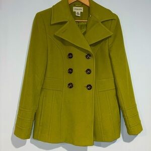St. John's Bay Cashmere women's Wild Green Pea Coat Sz Small